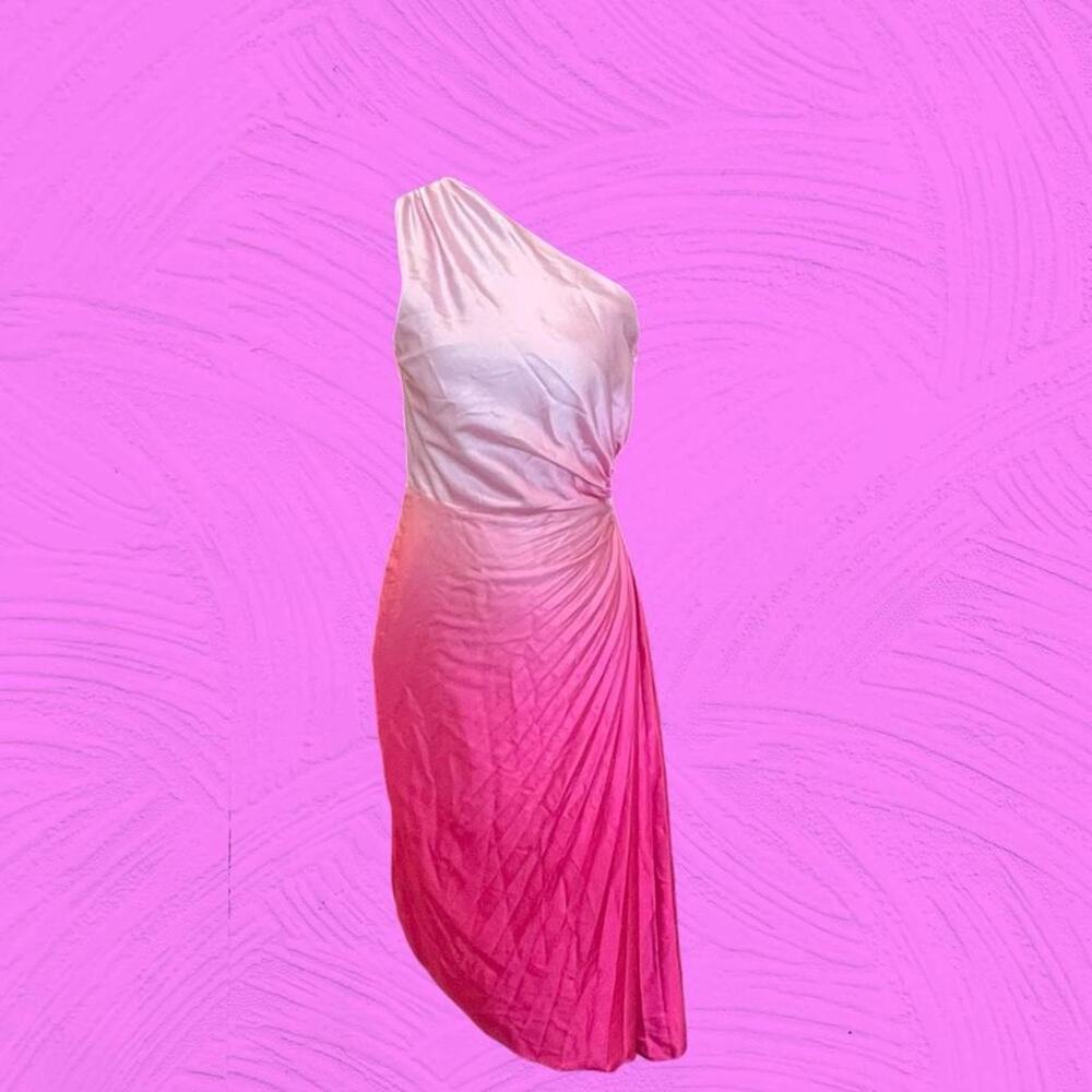 Pink Ombre One Shoulder Dress